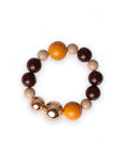 Bracciale elastico con sfere in acrilico sui toni del marrone - Mya Accessories