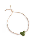 Bracciale sottile con pietre crystal e cuore smaltato verde chiusura Y - Mya Accessories