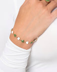 Bracciale con cuoricini smaltati verdi e bianchi - Mya Accessories