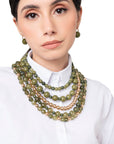 Collana girocollo multilinee con pietre in acrilico verde - Mya Accessories