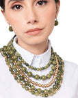 Collana girocollo multilinee con pietre in acrilico verde - Mya Accessories