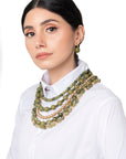 Collana girocollo multilinee con pietre in acrilico verde - Mya Accessories