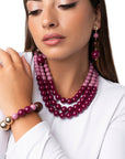 Collana girocollo multilinee con sfere in acrilico tono viola - Mya Accessories