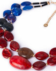 Collana girocollo con due linee di pietre schiacciate in acrilico rosso e blu - Mya Accessories
