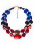 Collana girocollo con due linee di pietre schiacciate in acrilico rosso e blu - Mya Accessories