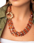 Collana multilinee con sfere in acrilico arancio - Mya Accessories