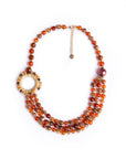 Collana multilinee con sfere in acrilico arancio - Mya Accessories