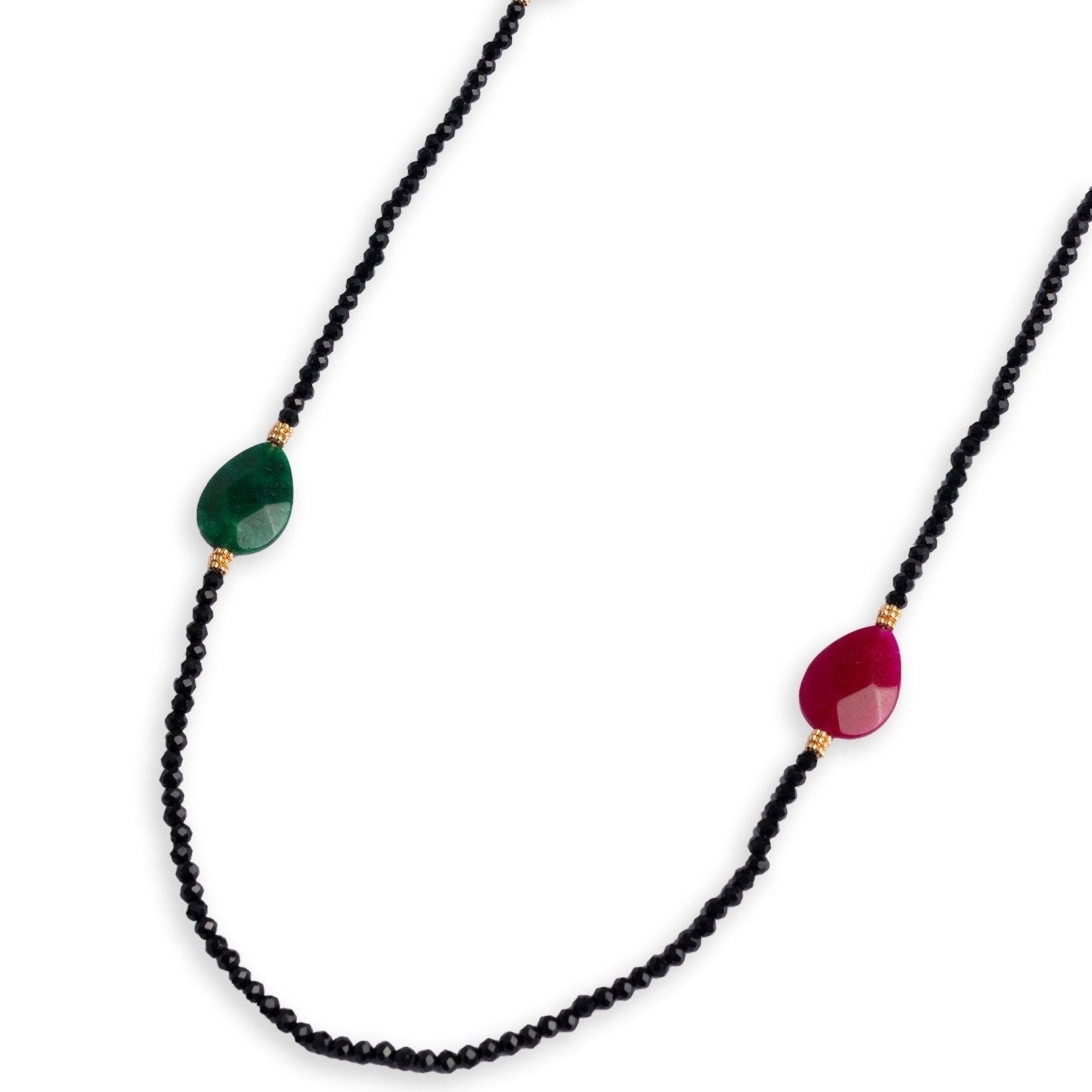 Collana lunga con microcristalli nero e pietre multicolore - Mya Accessories