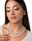 Collana girocollo a catena multilinee con pietre acrilico bianco - Mya Accessories