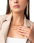 Collana girocollo a catena doppio filo strass cristallo e metallo - Mya Accessories