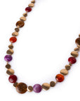 Collana lunga con elementi circolari in metallo ed acrilico multicolore - Mya Accessories