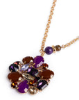 Collana lunga in catena con fiore in vetro viola e marrone - Mya Accessories