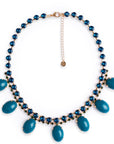 Collana girocollo in metallo con pietre in vetro e resina verde petrolio - Mya Accessories