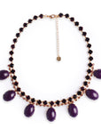 Collana girocollo in metallo con pietre in vetro e resina viola - Mya Accessories