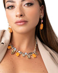 Collana girocollo con pietre in vetro champagne e senape - Mya Accessories