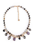 Collana girocollo con pietre in vetro nere e crystal - Mya Accessories