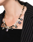 Collana girocollo con pietre in vetro nere e crystal - Mya Accessories
