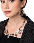 Collana girocollo con pietre in vetro nere e crystal - Mya Accessories
