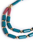 Collana a due fili in resina petrolio e rosa - Mya Accessories