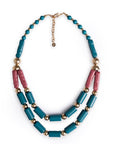 Collana a due fili in resina petrolio e rosa - Mya Accessories