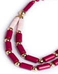 Collana a due fili in resina fucsia e rosa - Mya Accessories