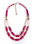 Collana a due fili in resina fucsia e rosa - Mya Accessories