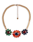 Collana girocollo a catena con tre charms a fiori in vetro multicolore - Mya Accessories