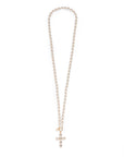 Collana lunga con perle in vetro e pendente a forma di croce - Mya Accessories