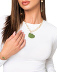 Collana girocollo a catena con pendente doppio cuore smaltato bianco e verde - Mya Accessories