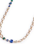 Collana lunga a catena con pietre in vetro tono blu - Mya Accessories