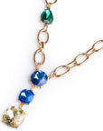 Collana girocollo a catena con pietre pendenti in vetro tono blu - Mya Accessories
