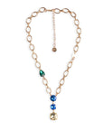 Collana girocollo a catena con pietre pendenti in vetro tono blu - Mya Accessories