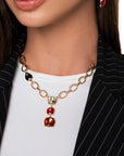 Collana girocollo a catena con pietre pendenti in vetro tono topazio - Mya Accessories