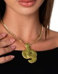 Collana girocollo a catena con pendente a forma di serpente con strass verdi - Mya Accessories