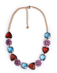 Collana girocollo con parti in acrilico trasparente blu, lilla e marrone - Mya Accessories