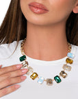 Collana girocollo con inserti in vetro multicolore - Mya Accessories