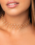 Girocollo rigido ondulato con pietre crystal - Mya Accessories