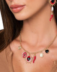 Collana girocollo a catena con charms rossi e neri - Mya Accessories