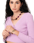 Collana girocollo in metallo a catena con inserti triangolari in acrilico viola - Mya Accessories