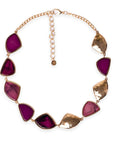 Collana girocollo in metallo a catena con inserti triangolari in acrilico viola - Mya Accessories