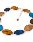Collana girocollo con inserti ovali in acrilico multicolore