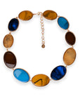 Collana girocollo con inserti ovali in acrilico multicolore