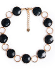 Collana girocollo in metallo con cerchi marmorizzati grigio scuro - Mya Accessories