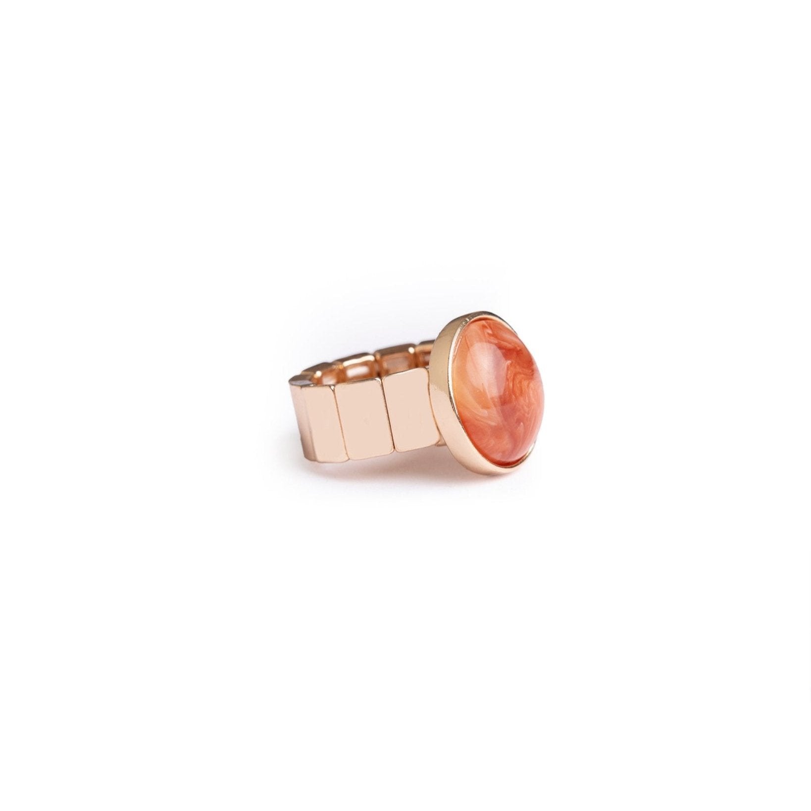 Anello elastico regolabile con pietra in acrilico arancio - Mya Accessories