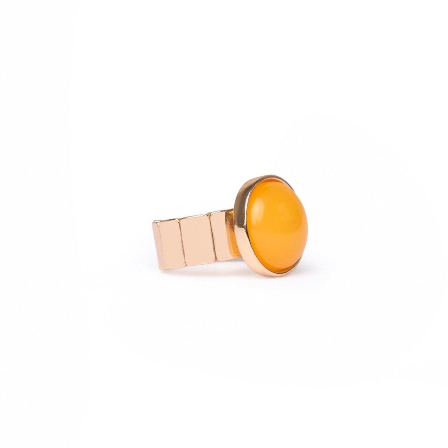 Anello elastico regolabile con pietra in acrilico giallo - Mya Accessories