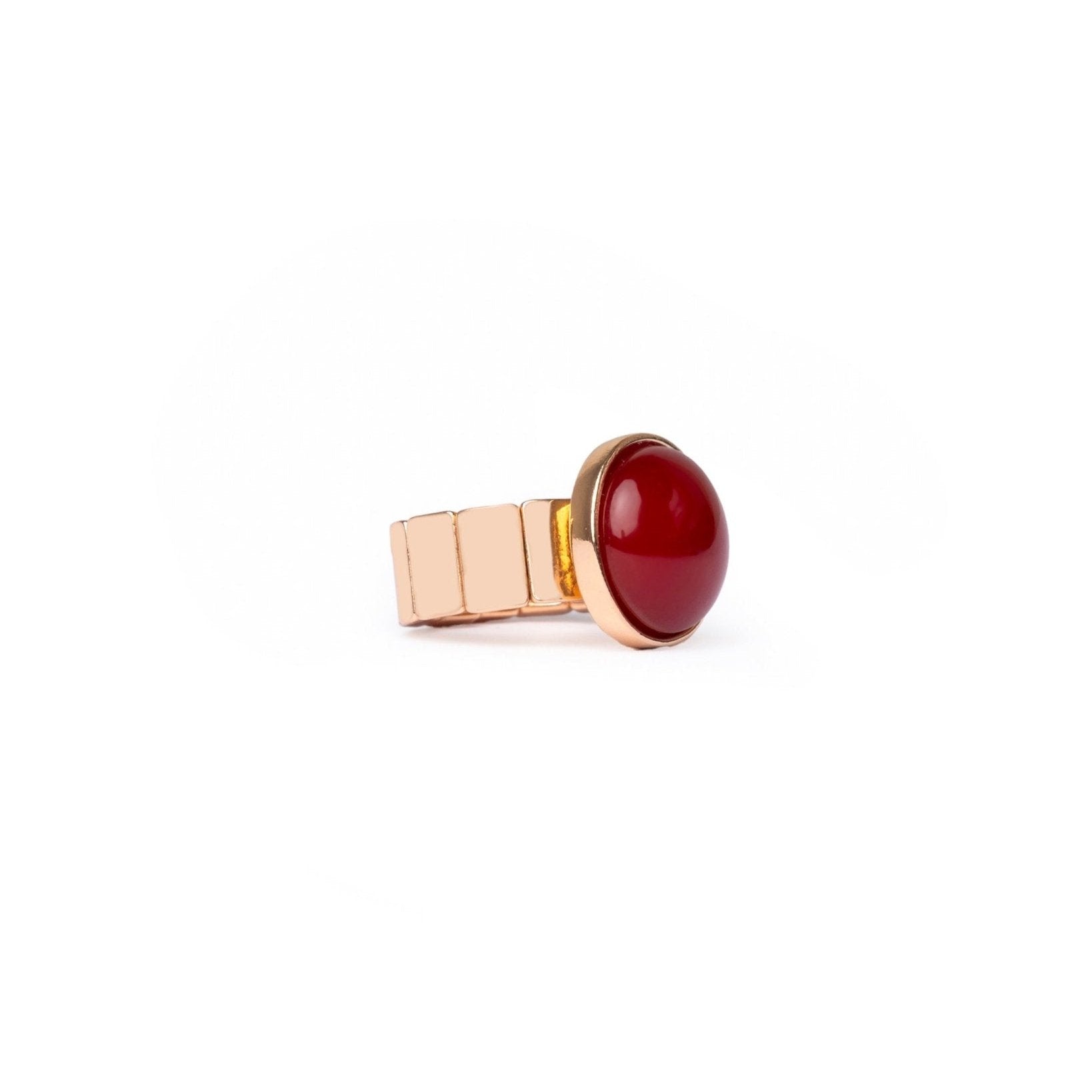 Anello elastico regolabile con pietra in acrilico rossa - Mya Accessories