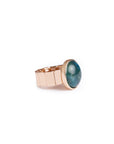 Anello elastico regolabile con pietra in acrilico verde petrolio - Mya Accessories