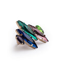 Anello in metallo regolabile con pietre a foglia in resina multicolore - Mya Accessories