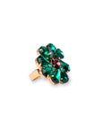 Anello in metallo regolabile con fiore in vetro verde e viola - Mya Accessories