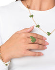 Anello regolabile in metallo con cuore smaltato verde - Mya Accessories